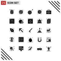 pack de 25 signes et symboles de glyphes solides modernes pour les supports d'impression web tels que les éléments de conception vectoriels modifiables d'horreur du kit de sport médical vecteur