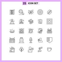 ensemble de 25 symboles d'icônes d'interface utilisateur modernes signes pour les éléments de conception vectoriels modifiables de l'œil de l'objectif de zoom cible américain vecteur