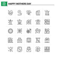 25 icône de la fête des mères heureuse définie fond vectoriel