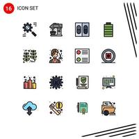 16 icônes créatives signes et symboles modernes de thanksgiving grain boisson énergie batterie éléments de conception vectoriels créatifs modifiables vecteur