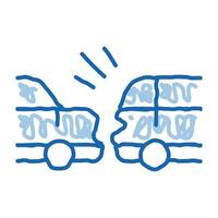 distance minimale dangereuse entre les voitures doodle icône illustration dessinée à la main vecteur