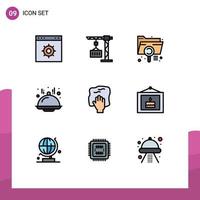 groupe de 9 signes et symboles de couleurs plates remplies pour l'analyse de la ligne de main éléments de conception vectoriels modifiables de fichier alimentaire vecteur