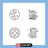 ensemble de 4 symboles d'icônes d'interface utilisateur modernes signes pour la beauté couture style application mobile de pâques éléments de conception vectoriels modifiables vecteur