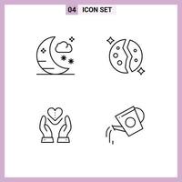 ensemble de 4 symboles d'icônes d'interface utilisateur modernes signes pour halloween compassion astronomie planète coeur éléments de conception vectoriels modifiables vecteur