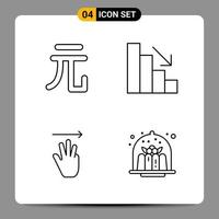 4 symboles de contour du pack d'icônes noires signes pour des conceptions réactives sur fond blanc 4 icônes définies vecteur