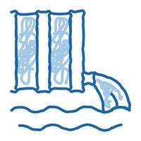 déversement de substances nocives dans l'eau doodle icône illustration dessinée à la main vecteur