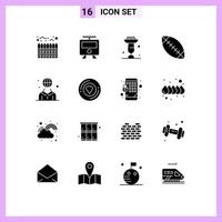 ensemble de 16 symboles d'icônes d'interface utilisateur modernes signes pour le sport humain cuisson football stand éléments de conception vectoriels modifiables vecteur