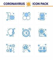 ensemble d'icônes covid19 pour l'infographie 9 pack bleu tel que la température des médicaments froids virus médecine coronavirus viral 2019nov éléments de conception de vecteur de maladie