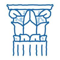 colonne grecque filetée doodle icône illustration dessinée à la main vecteur
