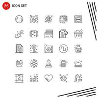 concept de 25 lignes pour sites Web mobiles et applications accès gratuit moniteur d'amour de sécurité fixer des éléments de conception vectoriels modifiables vecteur