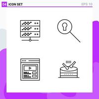 ensemble de 4 icônes dans les symboles de contour créatifs de style ligne pour la conception de sites Web et les applications mobiles signe d'icône de ligne simple isolé sur fond blanc 4 icônes vecteur