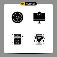 interface utilisateur pack de 4 glyphes solides de base d'accessoires ajouter des appareils de roues applications éléments de conception vectoriels modifiables vecteur