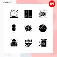 9 concept de glyphe solide pour sites Web mobiles et applications flèches de processus de mort commentateur créatif éléments de conception vectoriels modifiables vecteur