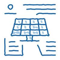 différentes actions de batterie solaire doodle icône illustration dessinée à la main vecteur