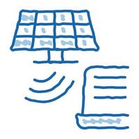 transmission du signal solaire à l'ordinateur doodle icône illustration dessinée à la main vecteur