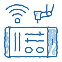 paramètres téléphoniques via wi-fi doodle icône illustration dessinée à la main vecteur