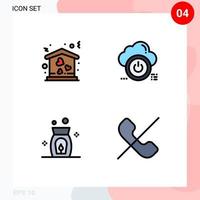 interface mobile fillline plat couleur ensemble de 4 pictogrammes de l'arôme de la maison descendre les éléments de conception vectoriels modifiables du spa vecteur
