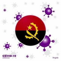 priez pour l'angola covid19 coronavirus typographie drapeau restez à la maison restez en bonne santé prenez soin de votre propre santé vecteur