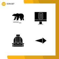 interface mobile glyphe solide ensemble de 4 pictogrammes d'éléments de conception vectorielle modifiables de flèche de camping canada tv vecteur