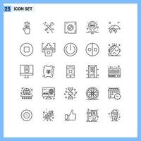 25 icônes ligne style créatif contour symboles ligne noire icône signe isolé sur fond blanc vecteur