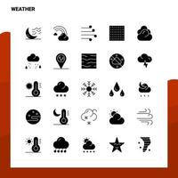 25 icônes météo définies modèle d'illustration vectorielle d'icône de glyphe solide pour des idées web et mobiles pour une entreprise vecteur