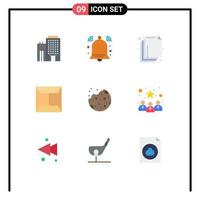 pack de 9 signes et symboles de couleurs plates modernes pour les supports d'impression Web tels que les cookies alimentaires organiser la cuisson des éléments de conception vectoriels modifiables par courrier vecteur