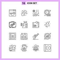 16 icônes dans les symboles de contour de style de ligne sur fond blanc signes vectoriels créatifs pour le web mobile et l'impression vecteur