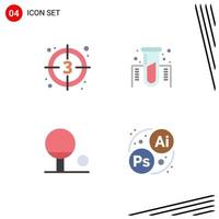 groupe de 4 icônes plates modernes définies pour le contour du compte à rebours commencer l'expérience branding éléments de conception vectoriels modifiables vecteur