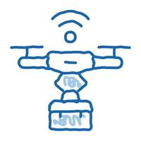 icône de doodle de drone alimenté par wifi illustration dessinée à la main vecteur