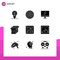 9 icônes créatives signes et symboles modernes de la galerie d'images sport éducation pain éléments de conception vectoriels modifiables vecteur