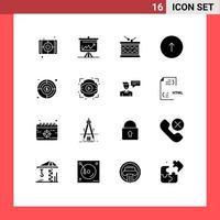 pack de 16 signes et symboles de glyphes solides modernes pour les supports d'impression web tels que la présentation du navigateur up arrow parade éléments de conception vectoriels modifiables vecteur