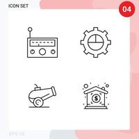 ensemble moderne de 4 pictogrammes de couleurs plates remplies de paramètres de radio d'arme de dispositif prix éléments de conception vectoriels modifiables vecteur