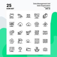 25 gestion des données et organisation des données jeu d'icônes 100 eps modifiables 10 fichiers logo d'entreprise concept idées ligne icône conception vecteur