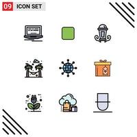 9 icônes créatives signes et symboles modernes du monde web lampe globe jardin éléments de conception vectoriels modifiables vecteur