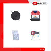 pack de 4 signes et symboles d'icônes plates modernes pour les supports d'impression Web tels que les achats de peinture électronique cd futurs éléments de conception vectoriels modifiables vecteur