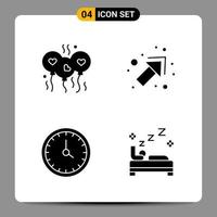 4 icônes noires pack symboles glyphes signes pour des conceptions réactives sur fond blanc 4 icônes définies vecteur