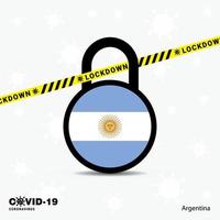 argentine verrouillage verrouillage modèle de sensibilisation à la pandémie de coronavirus covid19 conception de verrouillage vecteur