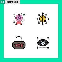 groupe de 4 couleurs plates modernes remplies pour badge sac femme sac à main multimédia éléments de conception vectoriels modifiables vecteur