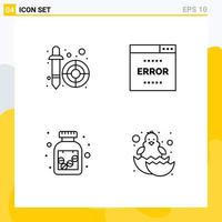 pack d'interface utilisateur de 4 couleurs plates de base remplies de médicaments de sélecteur de couleur optimisation de pipette pharmacie éléments de conception vectoriels modifiables vecteur