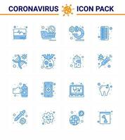 nouveau coronavirus 2019ncov 16 pack d'icônes bleues génétique pilule bactéries antivirus médical coronavirus viral 2019nov éléments de conception de vecteur de maladie