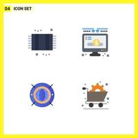 4 icônes créatives signes et symboles modernes du monde du don de tapis internet de bain éléments de conception vectoriels modifiables vecteur