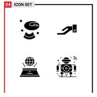 pack de 4 signes et symboles de glyphes solides modernes pour les supports d'impression Web tels que la présentation de melon alms world robot éléments de conception vectoriels modifiables vecteur