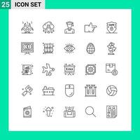 25 lignes universelles définies pour les applications web et mobiles magasin de données de confidentialité voter comme des éléments de conception vectoriels modifiables vecteur