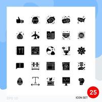 pack de 25 glyphes solides créatifs d'éléments de conception vectorielle modifiables de carte vecteur