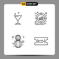 4 symboles de contour du pack d'icônes noires signes pour des conceptions réactives sur fond blanc 4 icônes définies vecteur