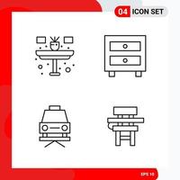 ensemble créatif de 4 icônes de contour universel isolé sur fond blanc vecteur