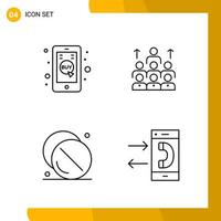 4 symboles de contour de pack d'icônes de style de ligne de jeu d'icônes isolés sur fond blanc pour la conception de sites Web réactifs vecteur