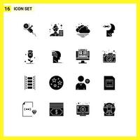 ensemble de 16 symboles d'icônes d'interface utilisateur modernes signes pour fleur daubbell analyste commercial brian météo éléments de conception vectoriels modifiables vecteur