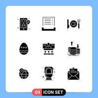 9 concept de glyphe solide pour les sites Web mobiles et les applications conférence d'appel dîner oeuf éléments de conception vectoriels modifiables de pâques vecteur