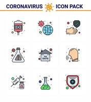nouveau coronavirus 2019ncov 9 ligne remplie pack d'icônes de couleur plate recherche d'événements laboratoire de virus coronavirus viral sûr 2019nov éléments de conception de vecteur de maladie